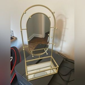 Urban outfitters jewelry stand with mirror for vanity- gold accent